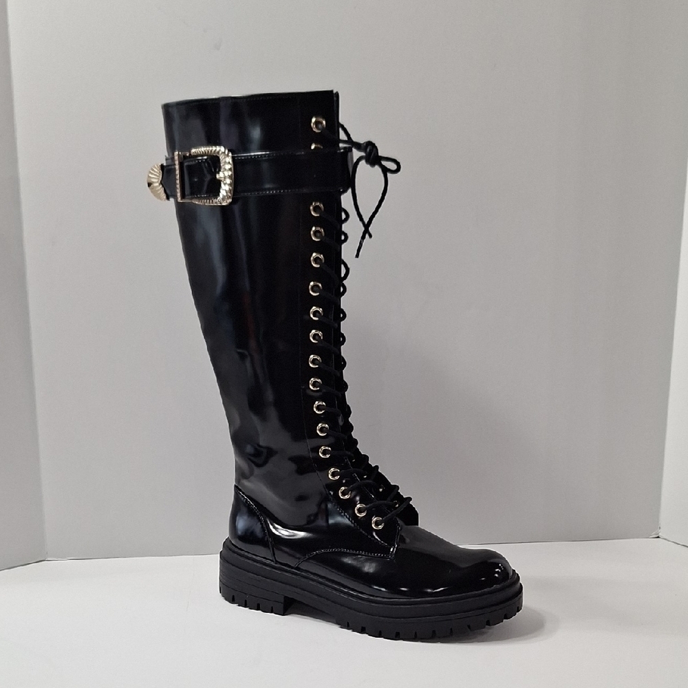 Gianni Bini Black Sky Scraper Whimsigoth Lug Sole Punk Platform Boots Size 7.5